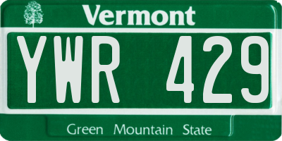VT license plate YWR429