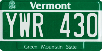 VT license plate YWR430