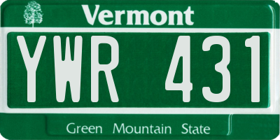 VT license plate YWR431
