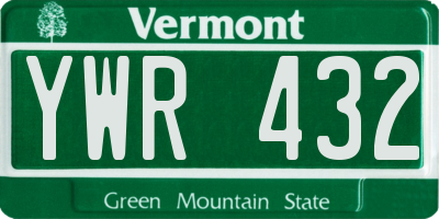 VT license plate YWR432