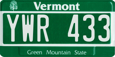 VT license plate YWR433
