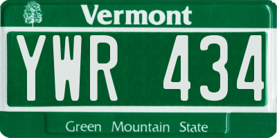 VT license plate YWR434