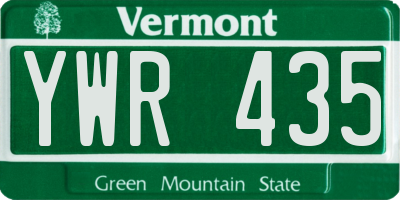 VT license plate YWR435