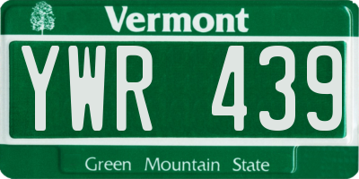VT license plate YWR439