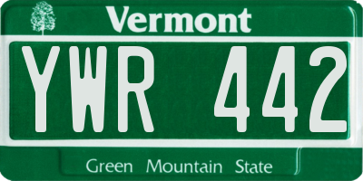VT license plate YWR442