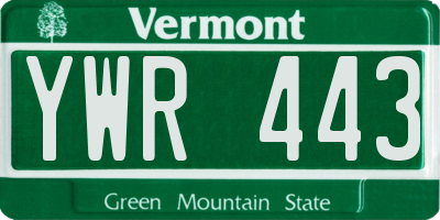 VT license plate YWR443
