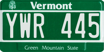 VT license plate YWR445