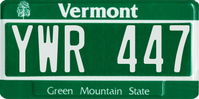 VT license plate YWR447