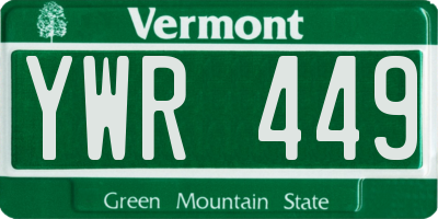VT license plate YWR449