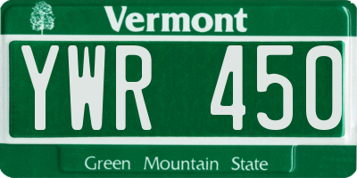 VT license plate YWR450