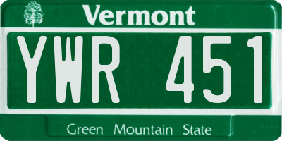 VT license plate YWR451