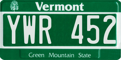 VT license plate YWR452