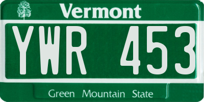 VT license plate YWR453