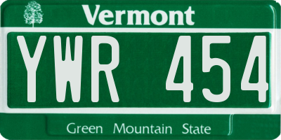 VT license plate YWR454