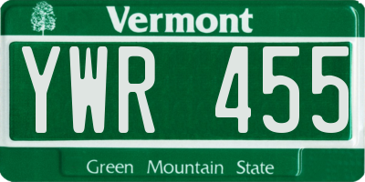 VT license plate YWR455