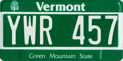 VT license plate YWR457