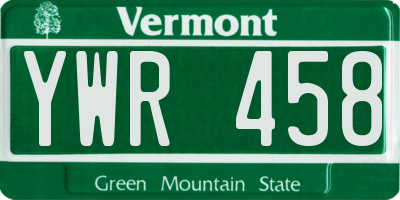 VT license plate YWR458