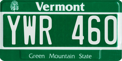VT license plate YWR460