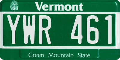 VT license plate YWR461