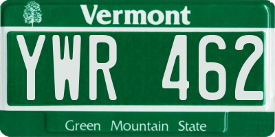 VT license plate YWR462