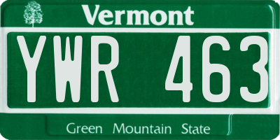 VT license plate YWR463