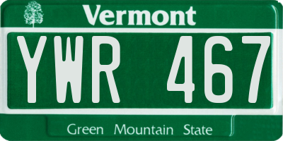VT license plate YWR467
