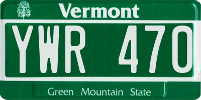 VT license plate YWR470