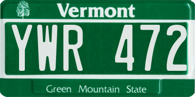 VT license plate YWR472