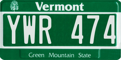 VT license plate YWR474