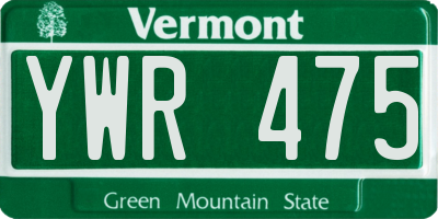 VT license plate YWR475