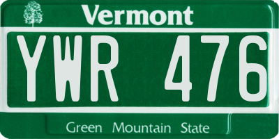 VT license plate YWR476
