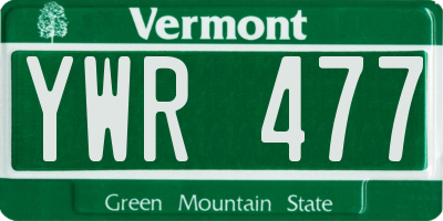 VT license plate YWR477