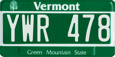 VT license plate YWR478