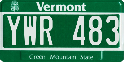 VT license plate YWR483