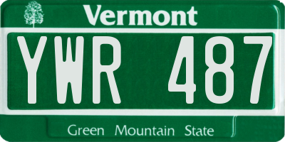 VT license plate YWR487