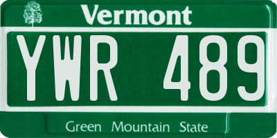 VT license plate YWR489