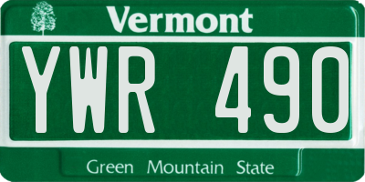 VT license plate YWR490