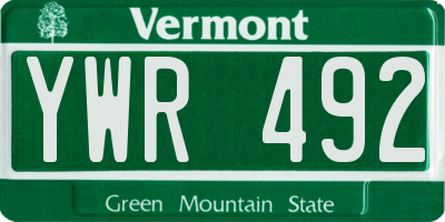 VT license plate YWR492
