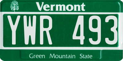VT license plate YWR493