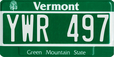 VT license plate YWR497