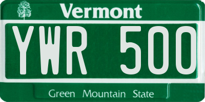 VT license plate YWR500