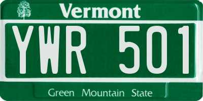 VT license plate YWR501