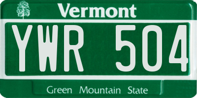 VT license plate YWR504