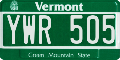 VT license plate YWR505