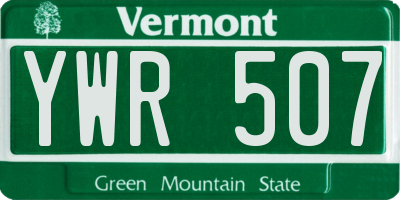 VT license plate YWR507