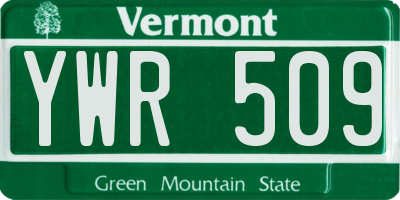 VT license plate YWR509