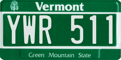 VT license plate YWR511