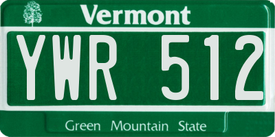 VT license plate YWR512