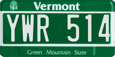 VT license plate YWR514