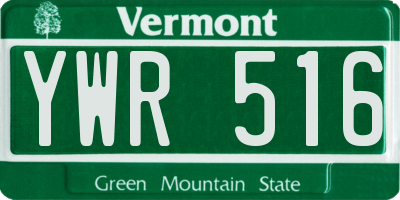 VT license plate YWR516